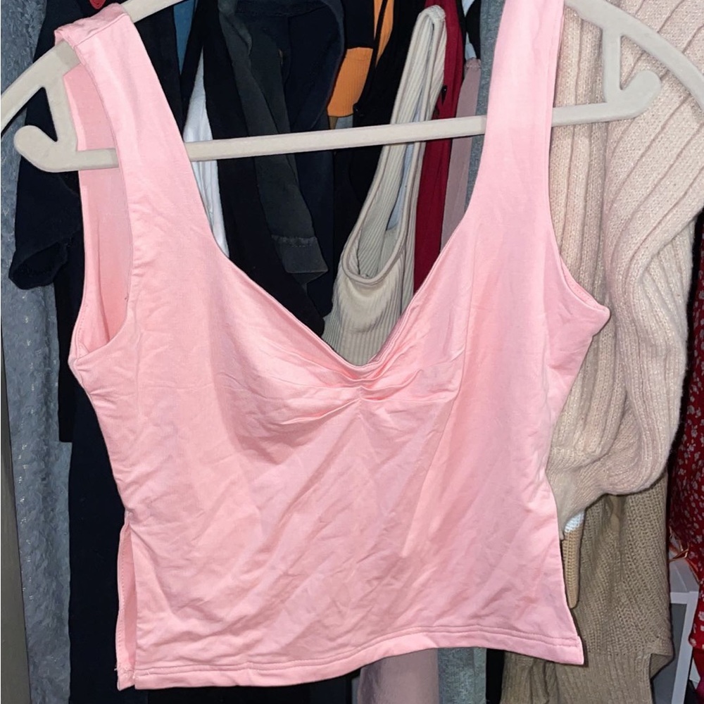 cute pink tank top with slits on the sides